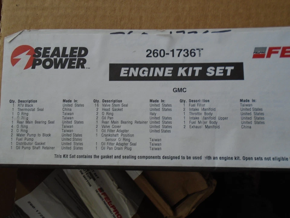 Engine Full Gasket Set SEALED POWER 260-1736T fits 1996-2002gmc chevy 305 - Image 1 of 1