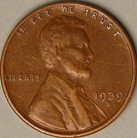 1939 S - Lincoln Wheat Penny - G/VG Cover