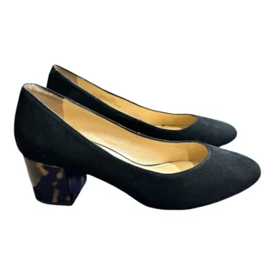 Talbots ISA Heels Block TORTOISE PATTERN Black Suede Size 6M - Image 1 of 4
