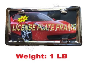 DOUBLE LAYER COVER STAINLESS STEEL METAL LICENSE PLATE FRAME TAG CHROME NEW - Picture 1 of 8