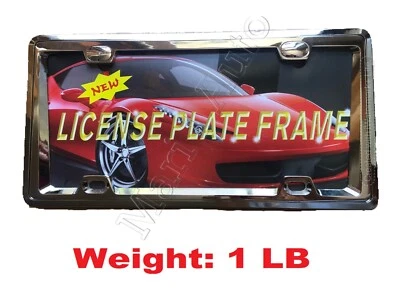 DOUBLE LAYER COVER STAINLESS STEEL METAL LICENSE PLATE FRAME TAG CHROME NEW - Image 1 of 4