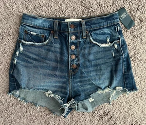 Abercrombie & Fitch High Rise Mom Shorts Denim Jean Women's Size 25/0 NEW - Picture 1 of 18