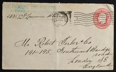 Tarjeta de esquina Montreal hs a Londres Reino Unido 1913 2¢ tarifa imperio PSE papelería  Foto 1 de 3