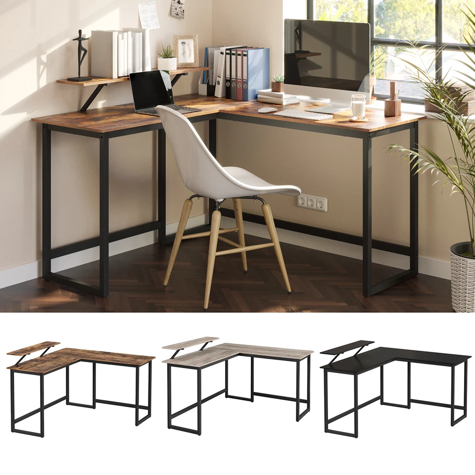 L-förmiger Computertisch Schreibtisch + beweglichem Monitoraufsatz Arbeitstisch - Bild 1 von 1