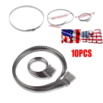10PCS Car Stainless Steel Drive Shaft CV Boot Clamp Kit Universal Large +Small - Image 1 of 4
