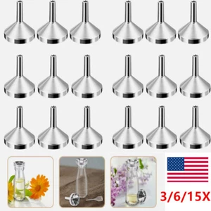 3-15x Mini Funnels Stainless Steel Pour Oil Liquid Funnel Perfume Dispensing US - Picture 1 of 23