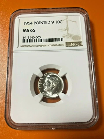1964 POINTED 9 10C MS65 NGC Cover