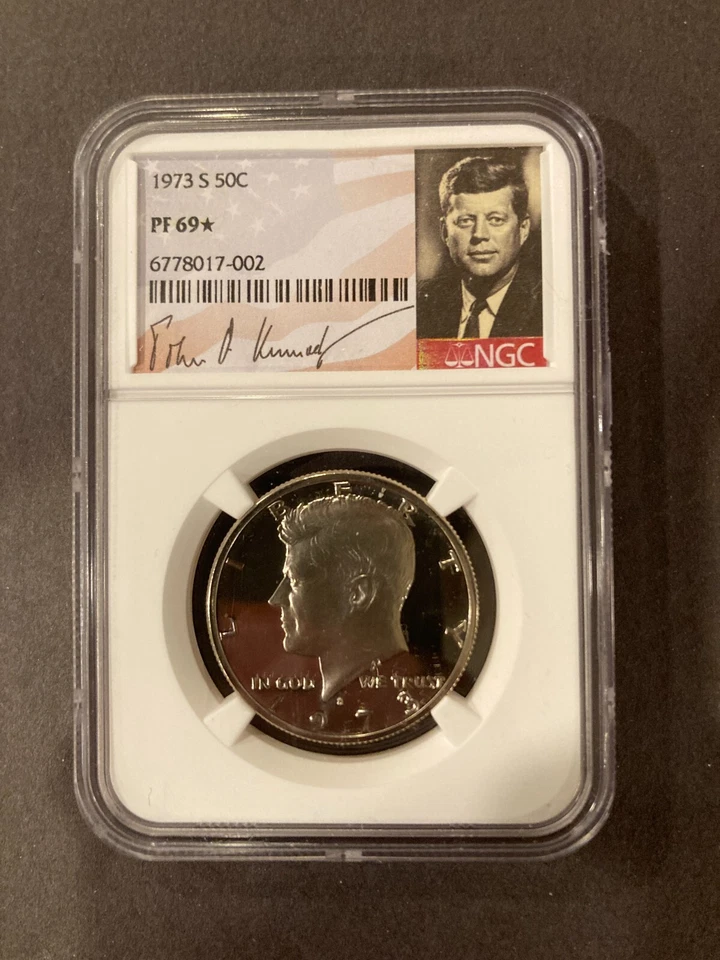 Medio dólar S Kennedy 1973 50c NGC PF69 ✯ ✯ ESTRELLA prueba rara ✯ ✯ Foto 1 de 2
