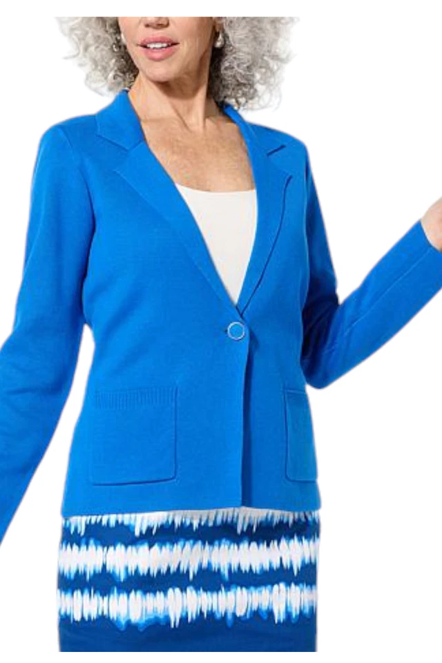 Jaclyn Smith Women's Sweater Knit Blazer Turkish Sea - Image 1 of 1