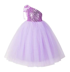 One-Shoulder Sequins Tutu Flower Girl Dress Tutu Dresses Princess Dress Pageant  - Picture 1 of 72