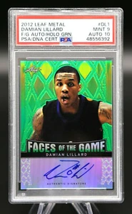 2012 Leaf Metal DAMIAN LILLARD Faces of the Game Green /10 Auto RC PSA 9 Mint 🔥 - Picture 1 of 4