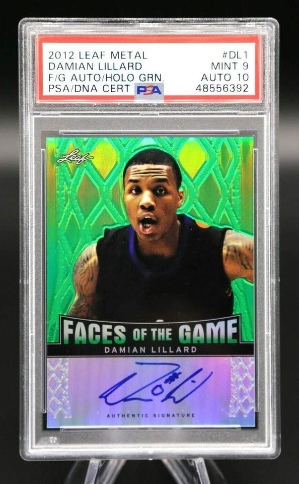 2012 Leaf Metal DAMIAN LILLARD Faces of the Game Green /10 Auto RC PSA 9 Mint 🔥 - Image 1 of 4