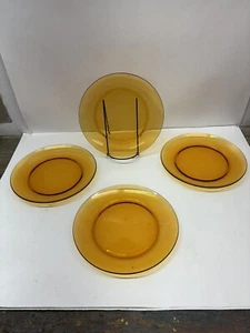 Set 4 piatti da portata 9" vintage anni 70 Duralex France vetro ambrato - Foto 1 di 10
