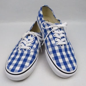 Vans Blue & White Checkered Canvas Lace-up Low Top Shoes Men 7.5 Women 9(721454) - Picture 1 of 15