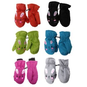 3-6Y Windproof Ski Gloves Winter Plush Thick Cute Warm Gloves Cotton Gloves