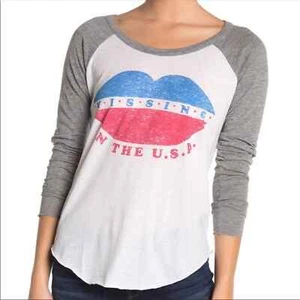 Camiseta de béisbol CHASER Kissing In The USA Lips talla L NUEVA - Imagen 1 de 9