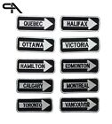 Znaki drogowe dla motocyklistów, nazwy miast Kanada Haftowane żelazko na szyciu naszywka na ubrania