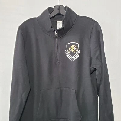 CU BUFFS Colorado Buffaloes Sequined 1/4 Zip Womens Large Victoria Secret PINK - Image 1 of 4