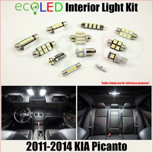 Fits 2011-2014 Kia Picanto WHITE LED Interior Light Accessories Package Kit 4 PC - Picture 1 of 12