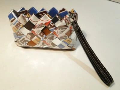 Nahui Ollin Candy Wrapper Wristlet Purse Clutch Peter Paul Mounds Brown Zip - Изображение 1 из 4