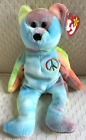 PEACE BEAR MR BLUE #4053 BEANIE BABY MWMTS GREAT COLORS!!  #119 IN TUSH TAG !!