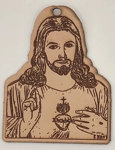 Sacred Heart of Jesus Leather Charm - Air Freshener (Set of 4) Catholic Christ - Picture 1 of 1