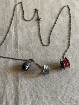 Collana Alcozer & J argento 925 e perla " cucito " - Immagine 1 di 4