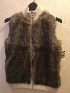 Polo Ralph Lauren Womens Sweater Vest Medium Beige Wool Cashmere Fur - Picture 1 of 6
