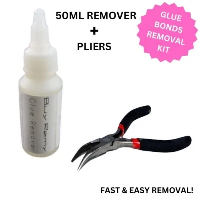 Fusion Hair Extensions Keratin/Silicone 50ml Bond Glue Removing Kit 1 x Pliers