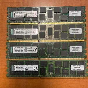 Lot of 4 - KINGSTON KVR16LR11D4/16KF 16GB 2RX4 PC3L-12800R ECC Server Memory - Picture 1 of 3