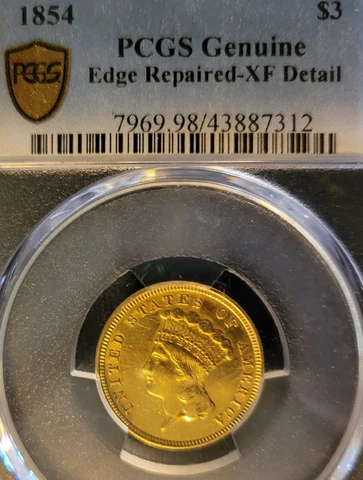 1854 3 us gold coin indian princess Cover