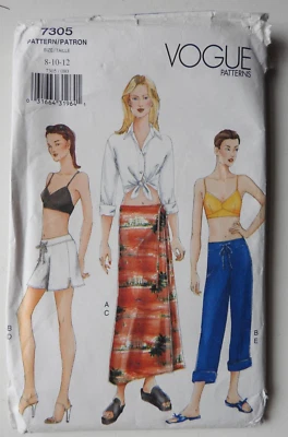 Vogue 7305 sewing pattern Shirt Top Shorts Skirt Pants size 8 10 12 UNCUT UNUSED - Image 1 of 3