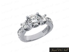 Ring 10K White Gold I Si2 Prong Real 0.5ct Round Cut Diamond 3Stone Engagement