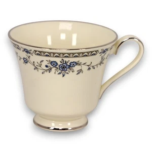 Minton Bellemeade Fine Bone China Teacup Blue Floral Silver Trim Vintage 1980s - Picture 1 of 4