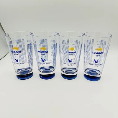 (4) 2024 US Open Tenis Gris Ganso Miel Deuce Taza Plástica Vidrio Souvenir RARO Foto 1 de 4