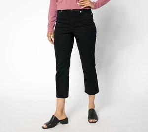 Denim & Co. Women's Pants Sz 22 Tall Straight Leg Cropped Jean Black A653567 - Picture 1 of 4