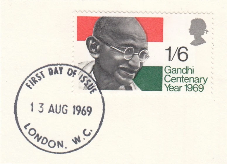 Gandhi GB Used stamp London WC 1969 ON PIECE (149028) - Image 1 of 1