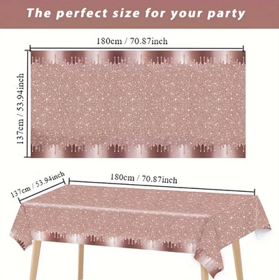 Rose gold Glitter Tablecloth Plastic Table Cover Decorative Dining Parties AU - image 1 of 4