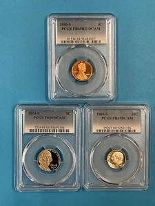 3-Coins 1c/5c/10c PCGS PR69DCAM 2000S/2014S/1985S - Picture 1 of 4
