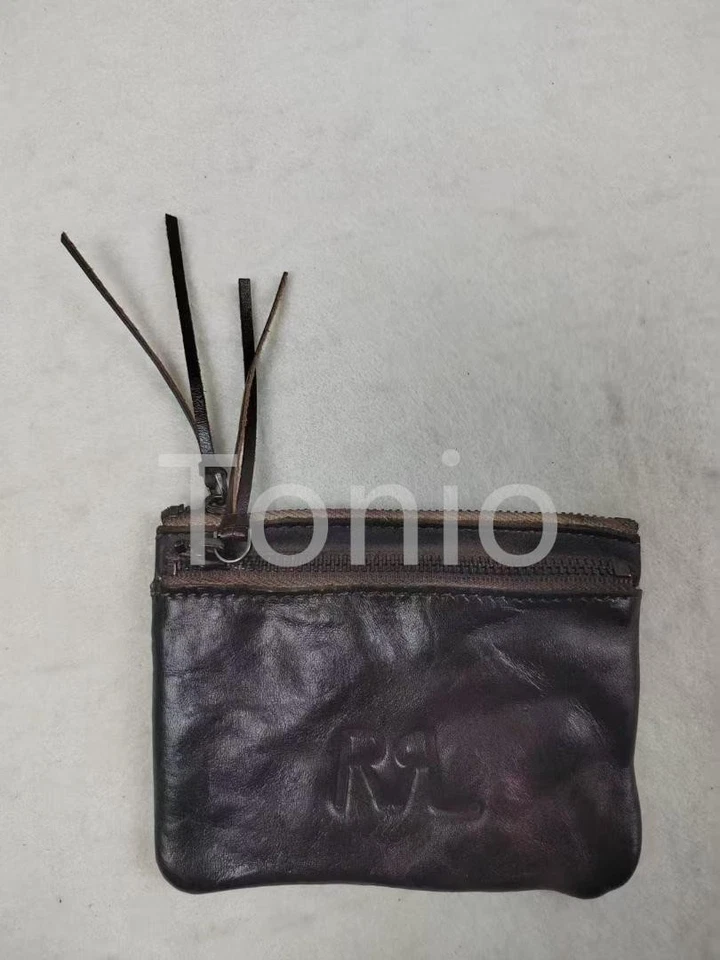 Billetera de cuero caído vintage RRL DOBLE RL Ralph Lauren marrón rara Foto 1 de 4