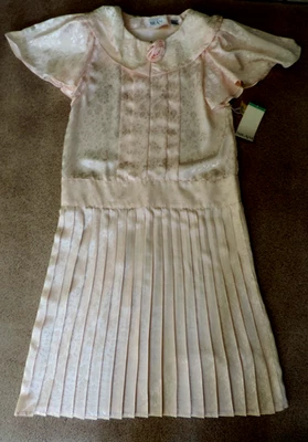 NWT Vintage Nilani drop waist pleated cottagecore lace Granny peach dress sz 10 - Image 1 of 4