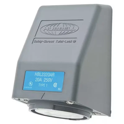 Dispositivo de cableado Hubbell-Receptáculo de bloqueo con brida Kellems Hbl2320ar, L6-20R, 20 Foto 1 de 2