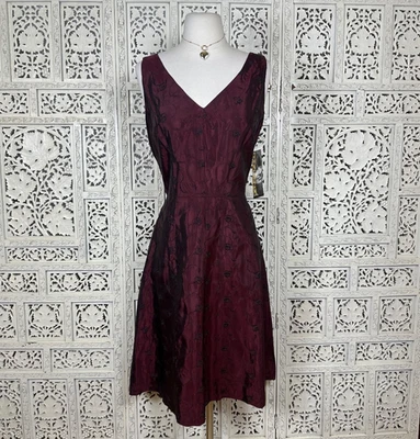 NWT Donna Ricco Red & Black Floral Shimmer Witchy Whimsygoth Sleeveless Dress - Image 1 of 4