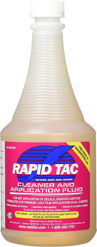 Rapid Tac - Líquido de aplicación, calcomanías envolventes de vinilo - 32 oz con pulverizador Foto 1 de 1