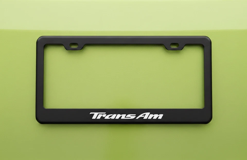 Marco de matrícula Premium Trans Am Pontiac/Firebird de metal negro Foto 1 de 3