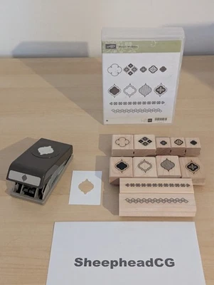 Stampin' Up! Mosaic Madness Wooden Block Stamp Set of 11 + Matching Punch! VGC - Image 1 of 4