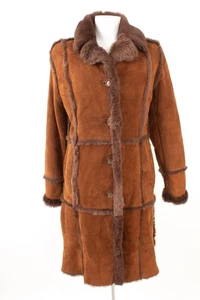 Abrigo de piel de cordero de oveja talla IT46 DE 40 piel de cordero auténtica Lavorazione Artigiana marrón - Imagen 1 de 7