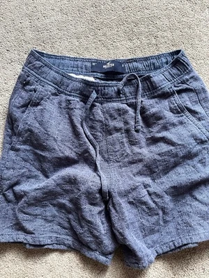 Шорты потовые мужские Hollister маленькие синие обязательные с карманами на шнурке - Изображение 1 из 3