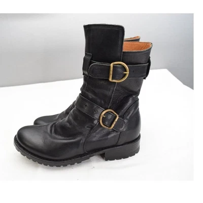 Botas Fiorentini + Baker Emmy 713 37 7 Mujer Negro Cuero Hebilla Moto Italia Foto 1 de 4