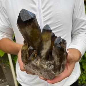 4.4lb Natural Smoky Black Quartz Crystal Cluster Raw Mineral Specimen - Bild 1 von 9